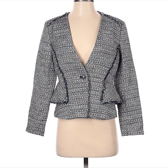 BANANA Republic Blue Tweed Blazer Size 2 - Picture 1 of 2